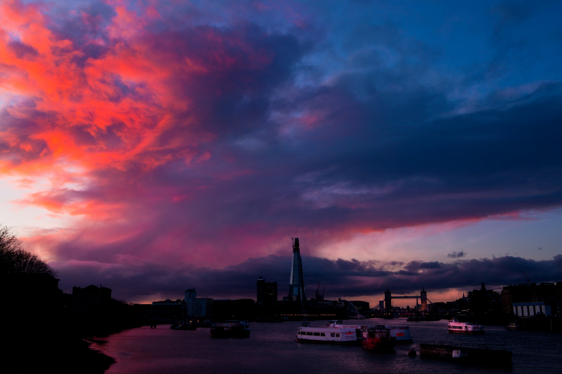 The Shard and Tower Bridge at sunset